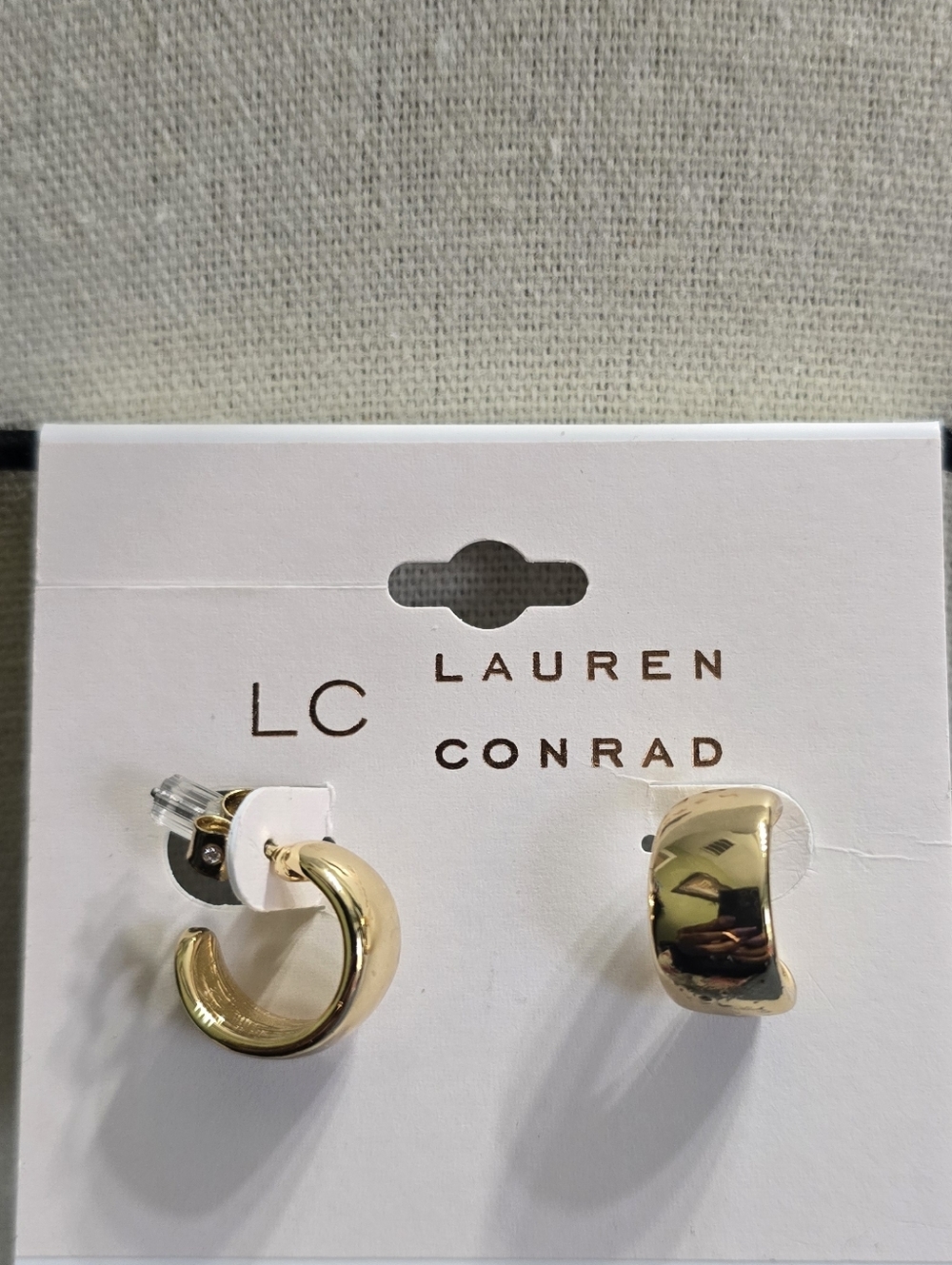 LC Lauren Conrad Shiny Gold Chunky Huggie Earrings